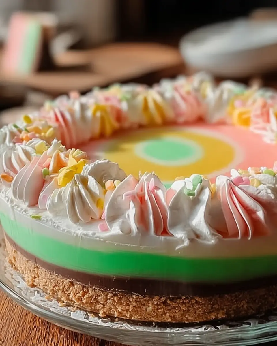 A delicious plate of Easter No Bake Jello Pie