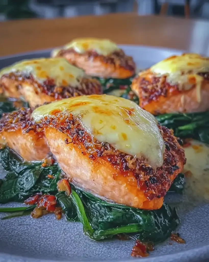 A delicious plate of Easy Baked Salmon with Spinach