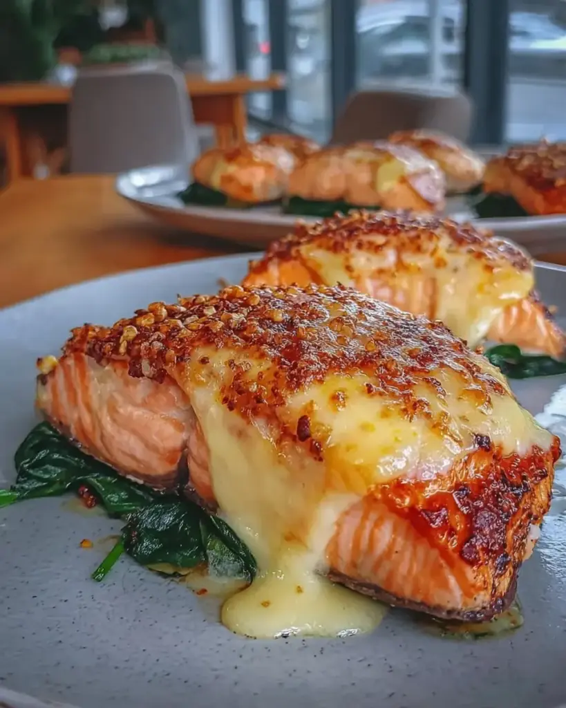 A delicious plate of Easy Baked Salmon with Spinach