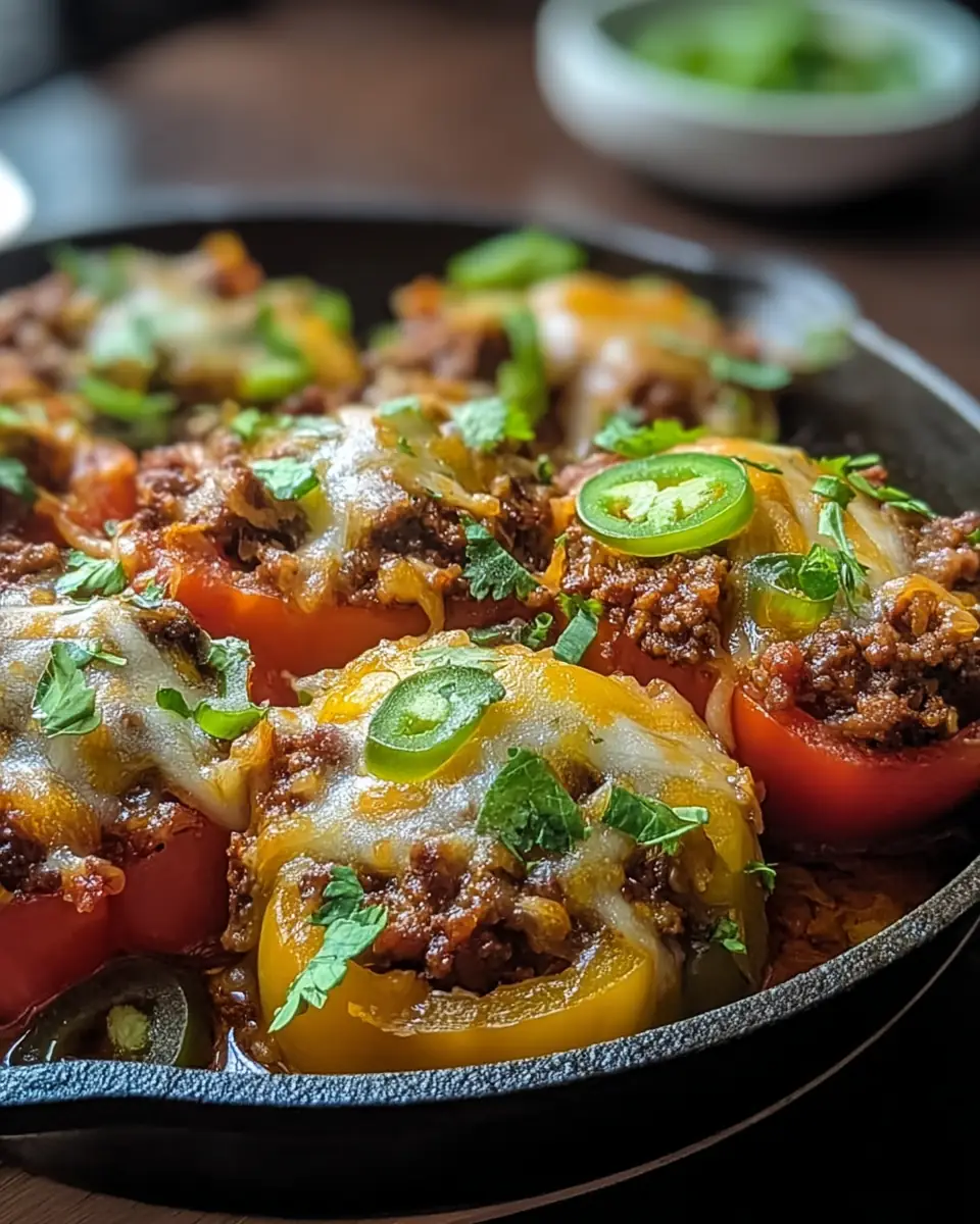 A delicious plate of Easy Low-Carb Stuffed Pepper Skillet Recipe for Flavor Lovers