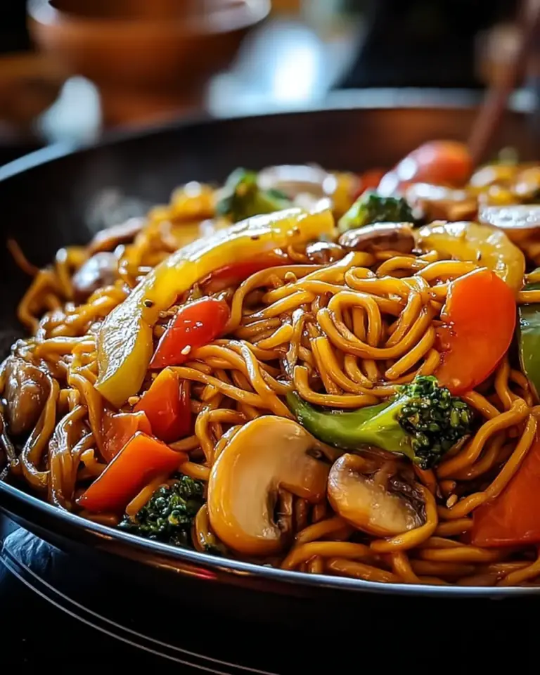 A delicious plate of Easy Quick Vegetable Lo Mein Recipe That Bursts with Flavor