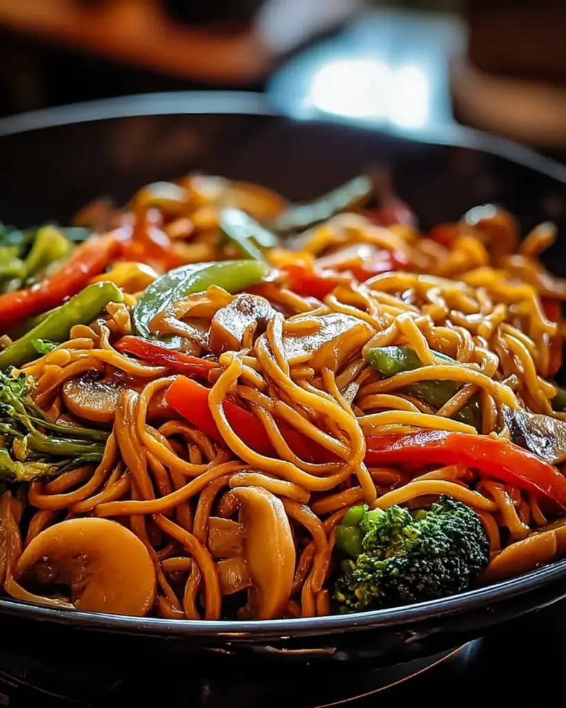A delicious plate of Easy Quick Vegetable Lo Mein Recipe That Bursts with Flavor