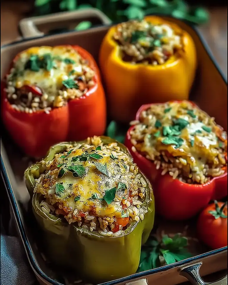 A delicious plate of Easy Vegetarian Stuffed Bell Peppers with Rice
