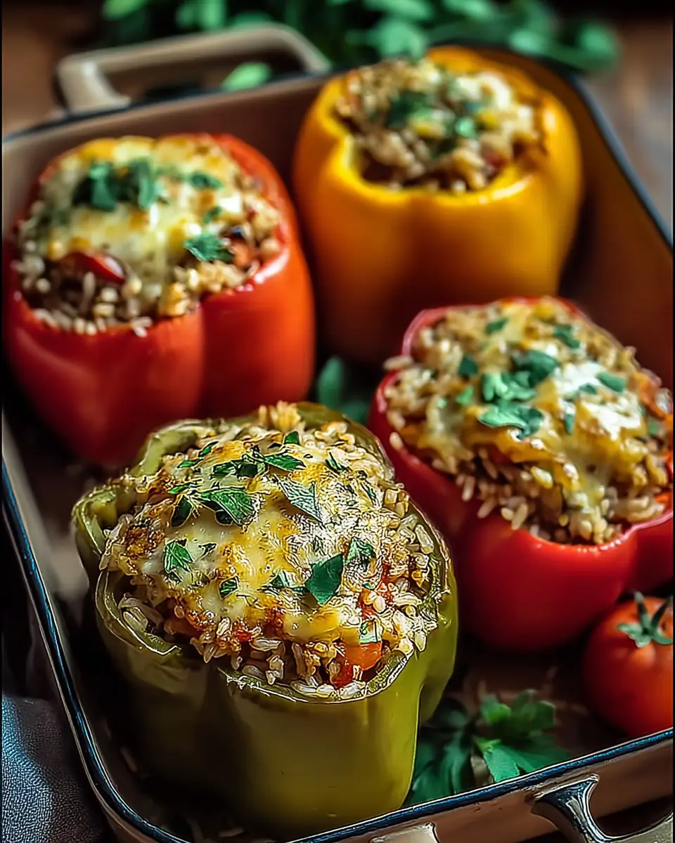 A delicious plate of Easy Vegetarian Stuffed Bell Peppers with Rice