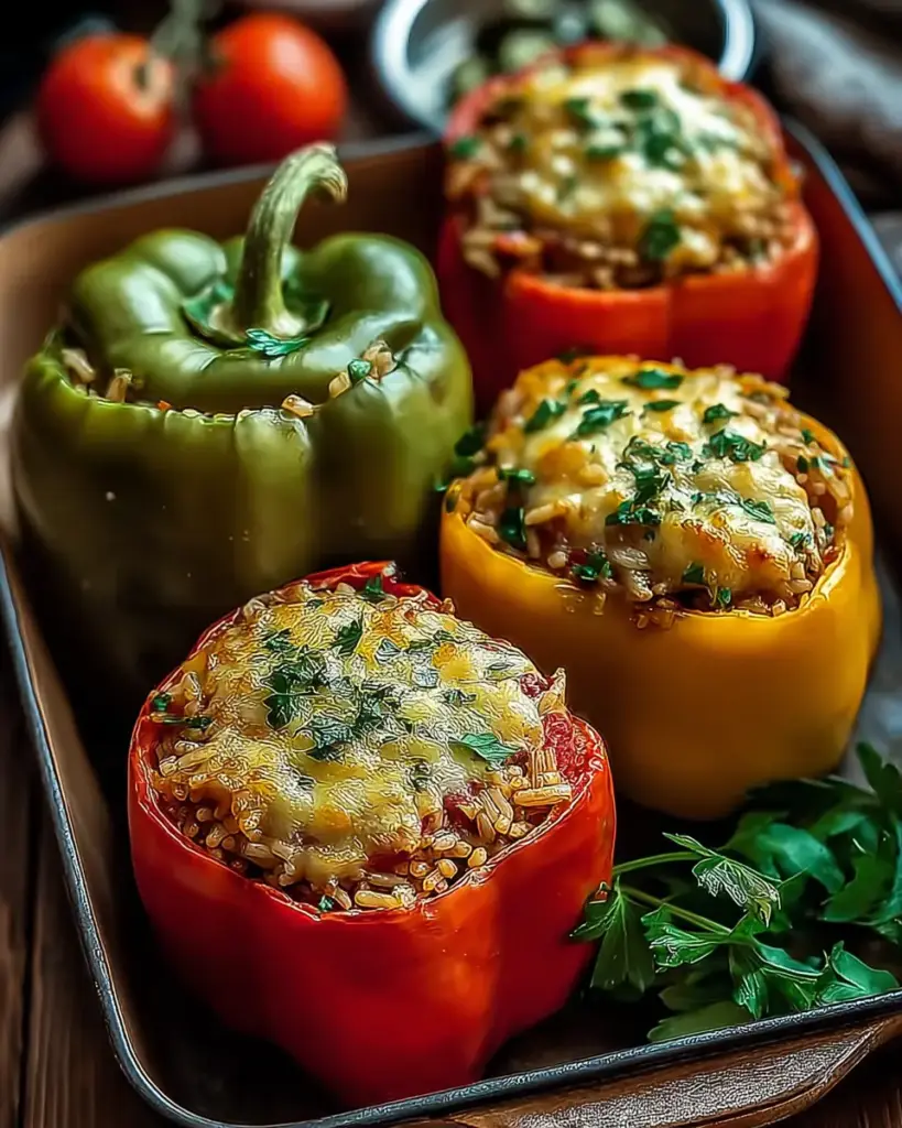 A delicious plate of Easy Vegetarian Stuffed Bell Peppers with Rice