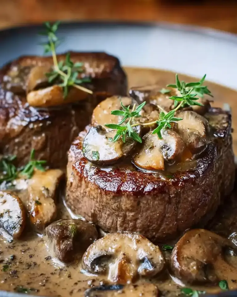 A delicious plate of Filet Mignon in Mushroom Sauce Recipe