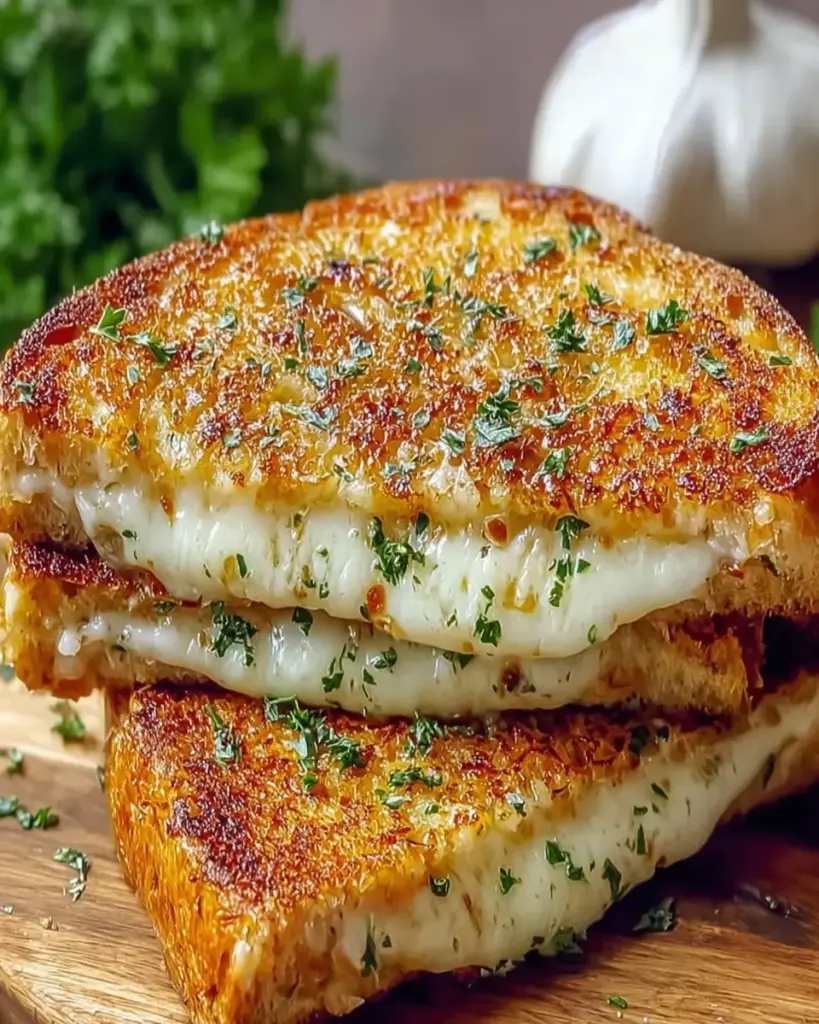 A delicious plate of Garlic Bread Grilled Cheese