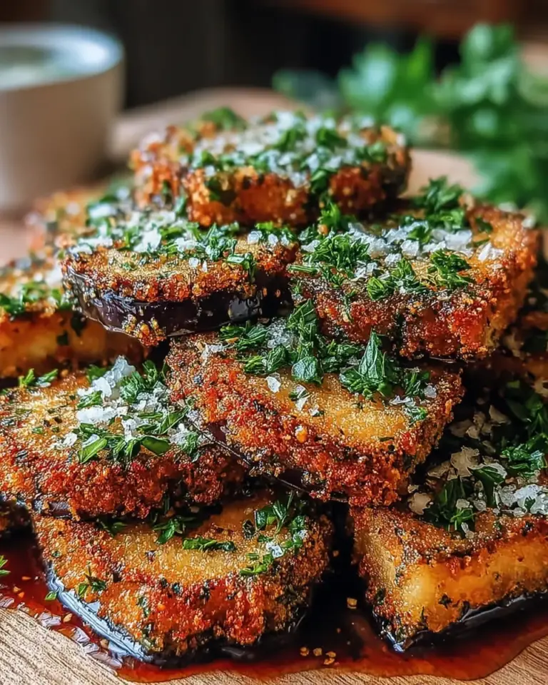 A delicious plate of Garlic Herb Crusted Eggplant Slices: Recipe Completion and Serving Suggestions