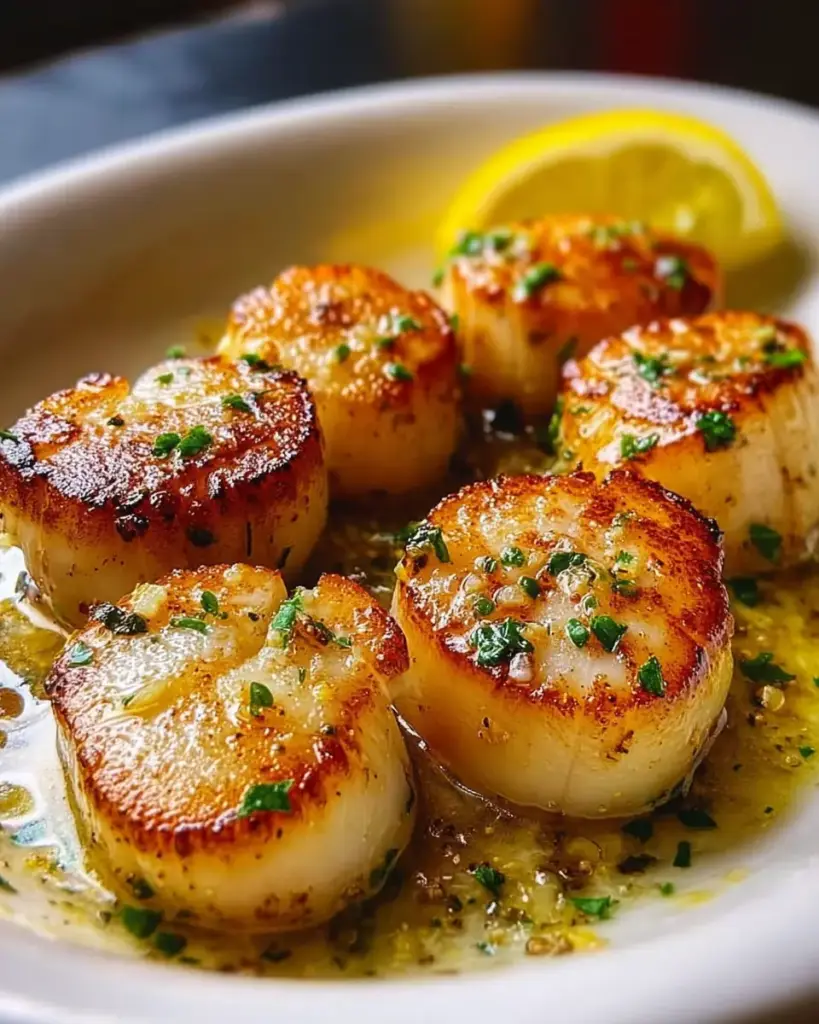 A delicious plate of Garlic Lemon Butter Seared Scallops