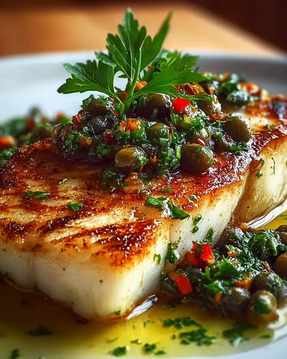 A delicious plate of Grilled Fish with Caper