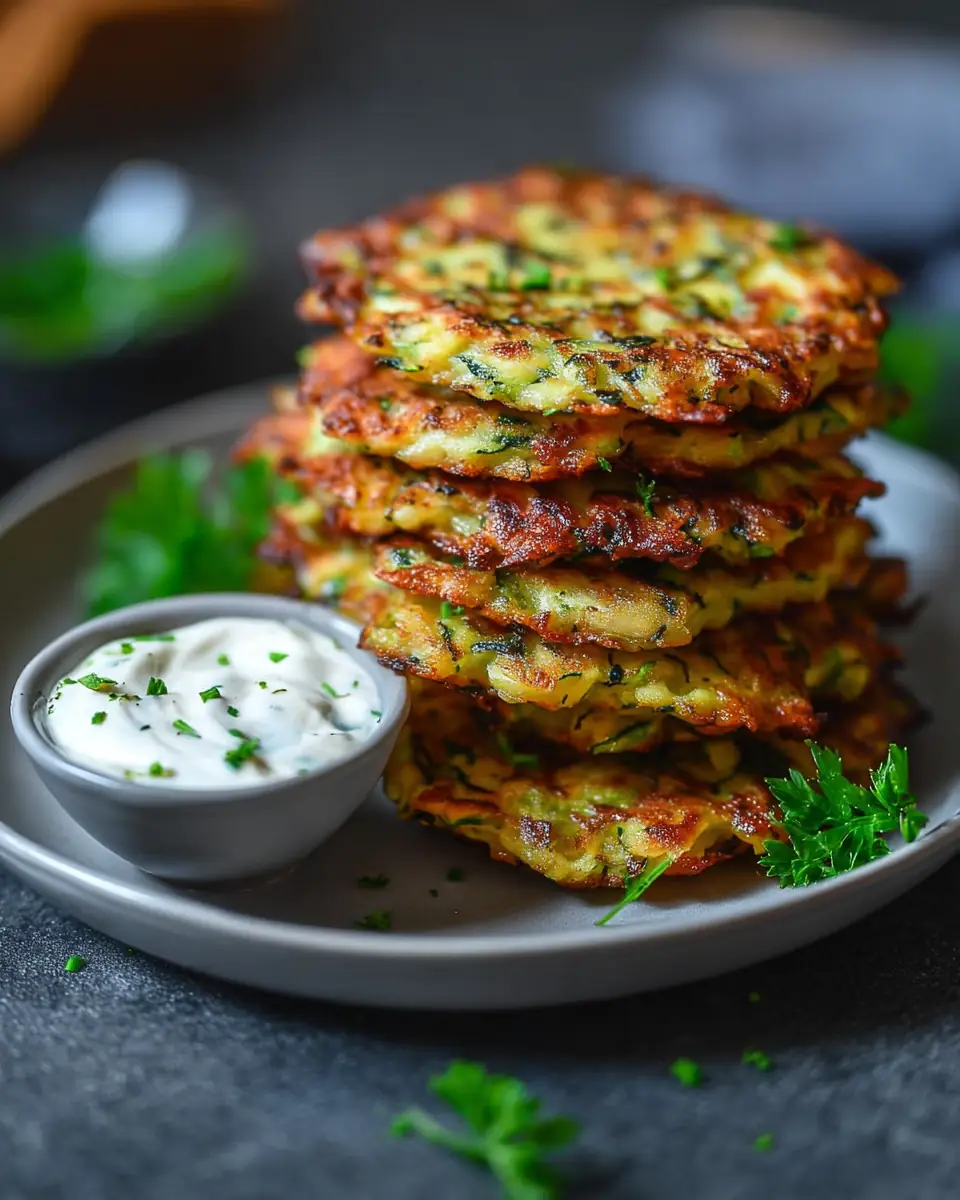 A delicious plate of Healthy Zucchini Fritters Side Dish