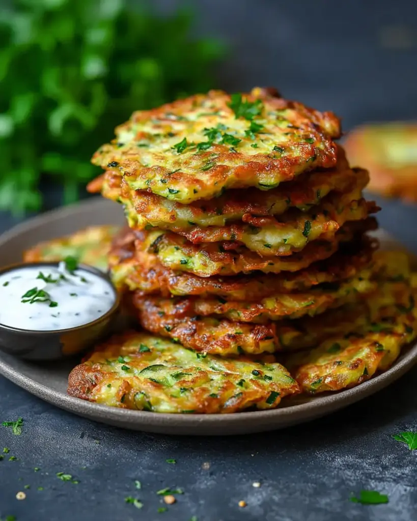 A delicious plate of Healthy Zucchini Fritters Side Dish