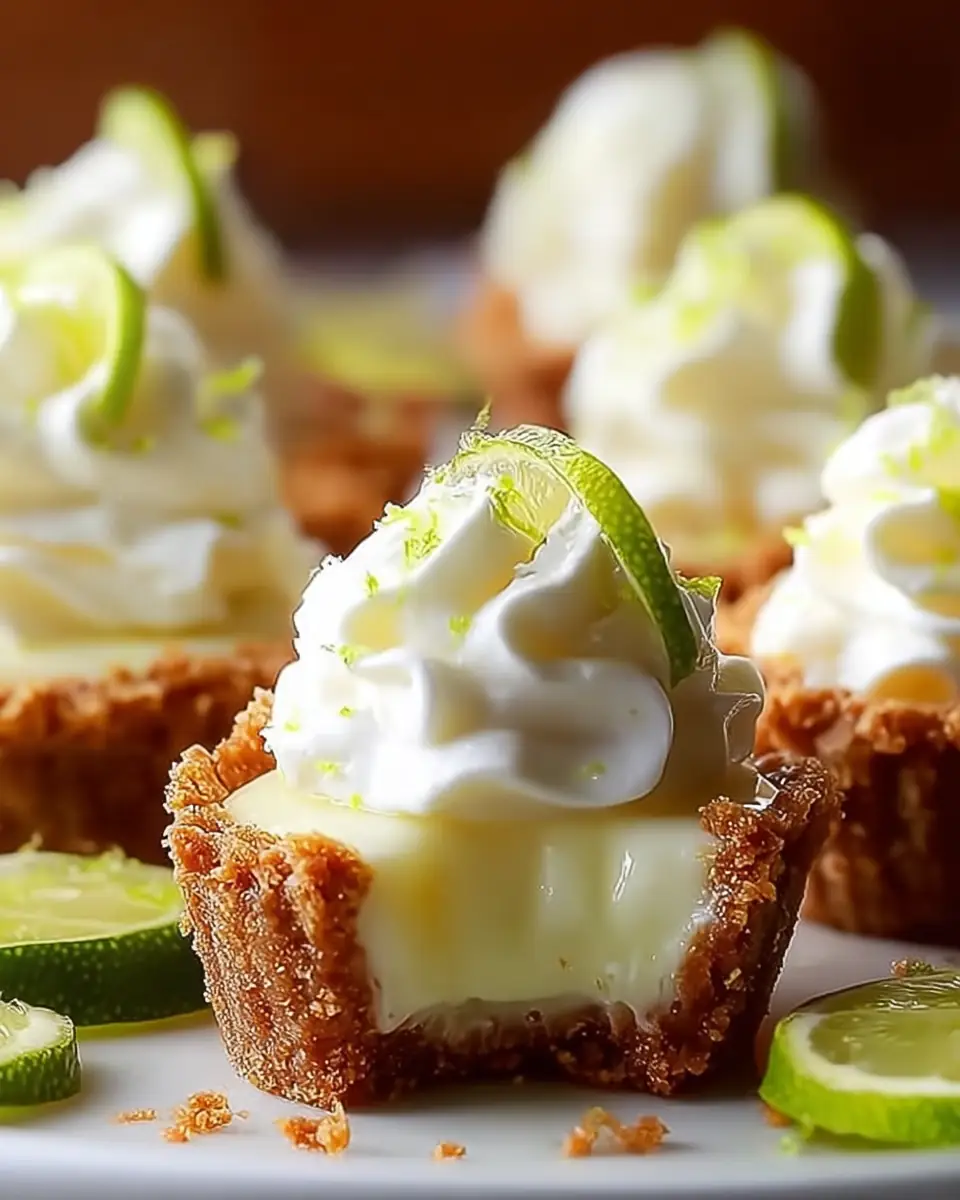 A delicious plate of Heavenly No-Bake Mini Key Lime Pies
