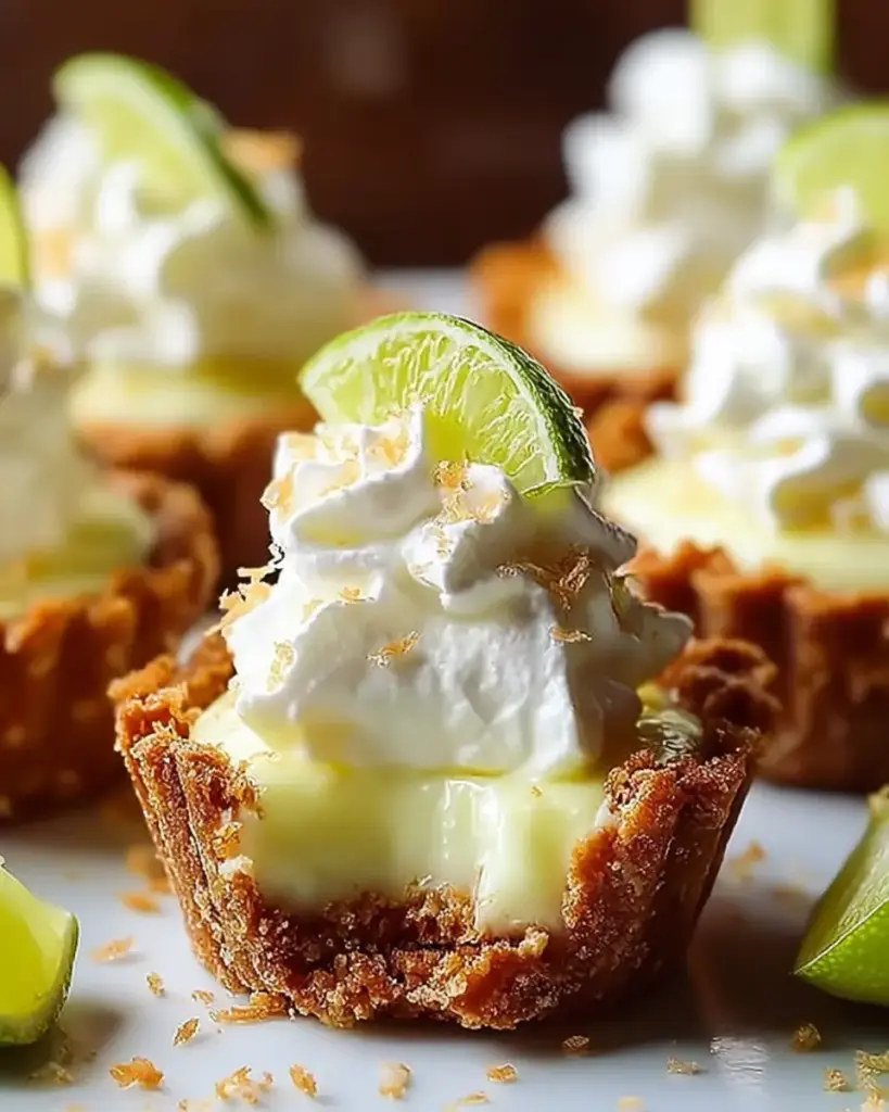 A delicious plate of Heavenly No-Bake Mini Key Lime Pies