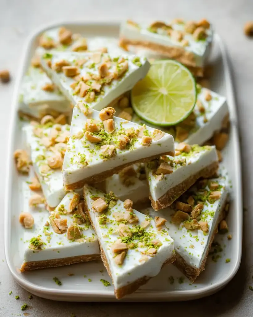 A delicious plate of High Protein Key Lime Pie Yogurt Bark Recipe