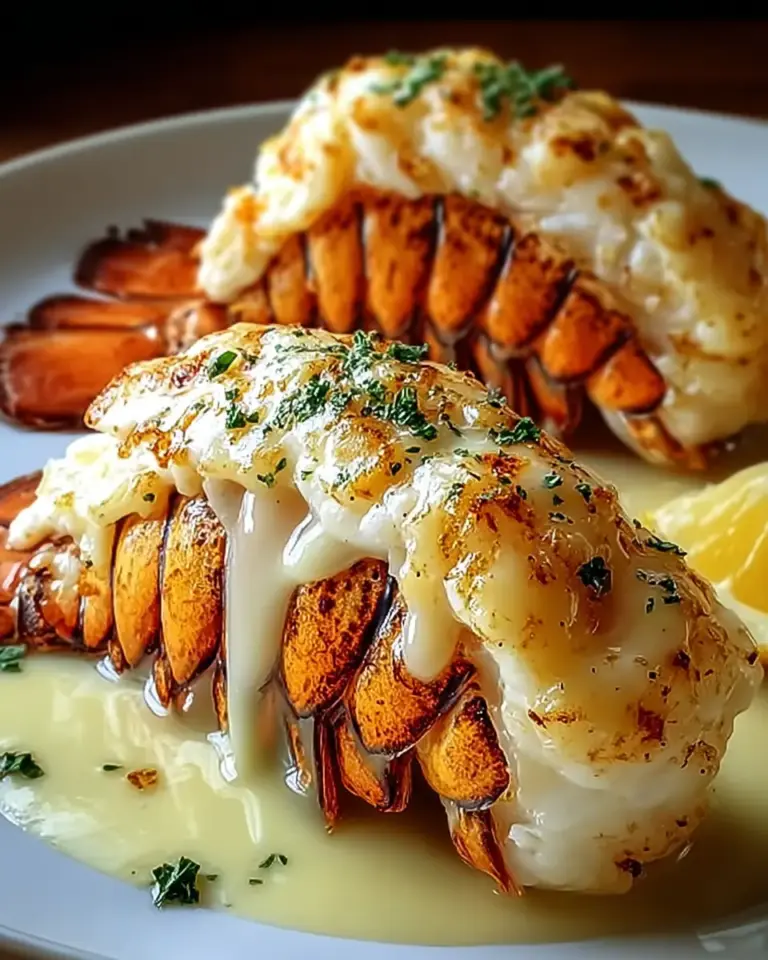 A delicious plate of Indulgent Creamy Garlic Butter Lobster Tails for Dinner Bliss