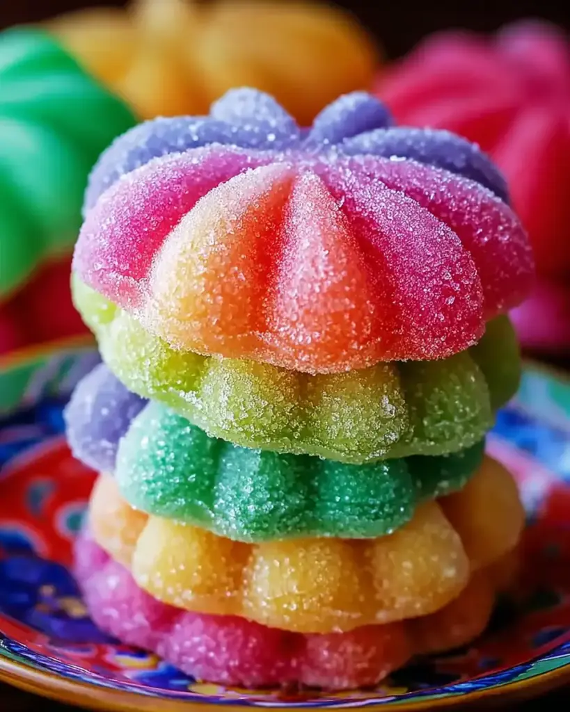 A delicious plate of Irresistibly Chewy: Colorful Rainbow Jello Sugar Cookies Delight