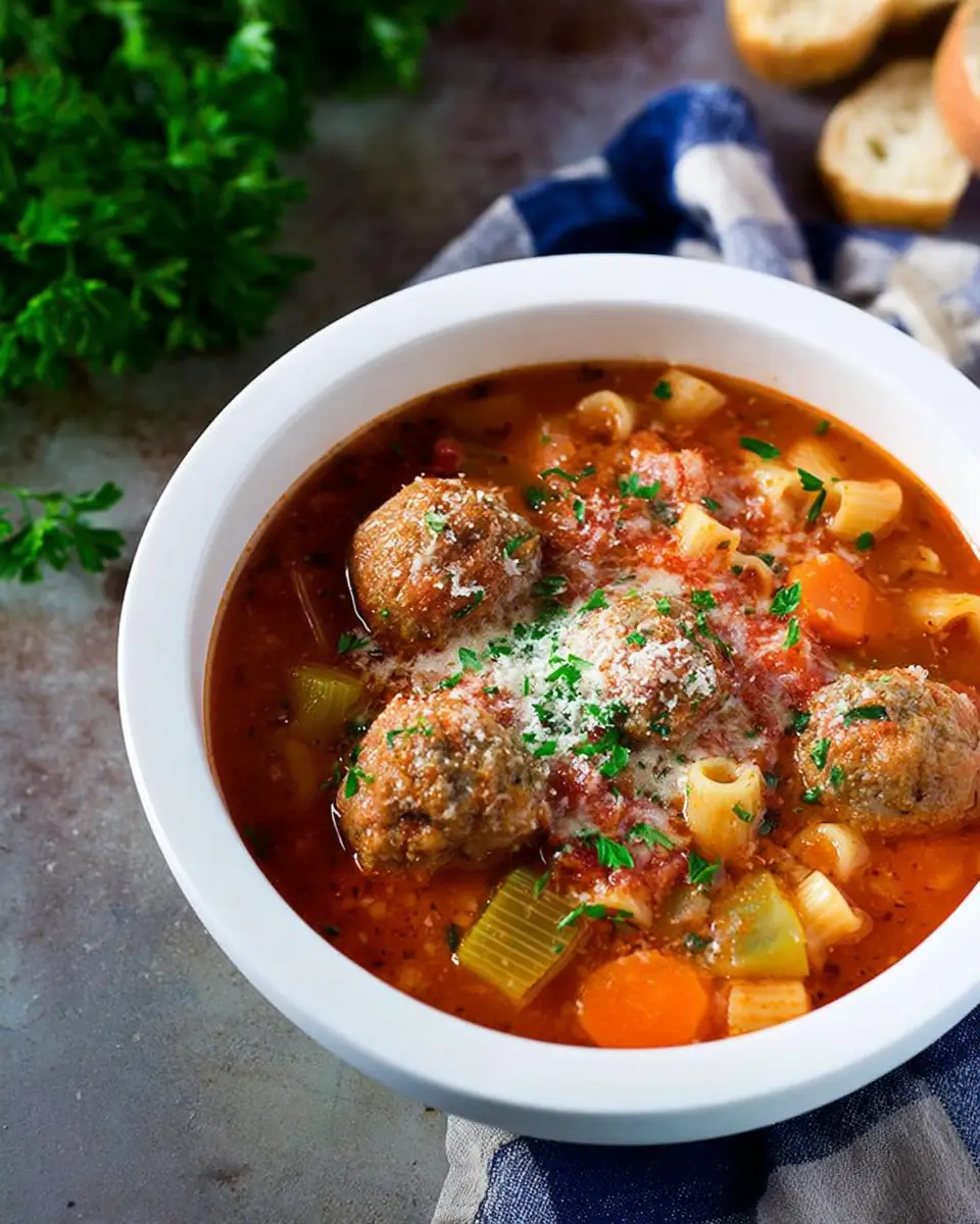 A delicious plate of Italian Meatball Soup