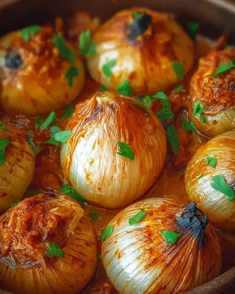 A delicious plate of Julia Child Stuffed Onions