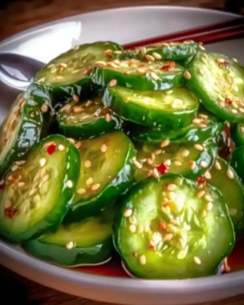 A delicious plate of Korean Cucumber Salad: Your New Crunchy Sidekick