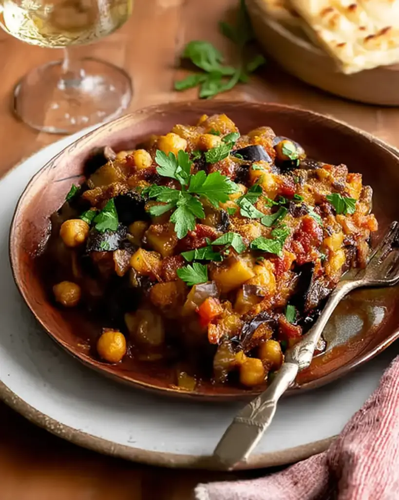 A delicious plate of Lebanese Eggplant Moussaka (Maghmour) - The Ultimate Middle Eastern Comfort Dish