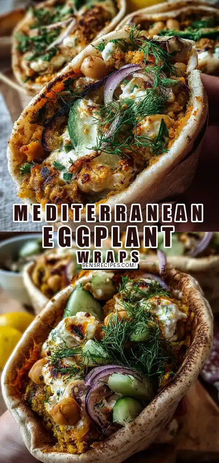 Mediterranean Eggplant Mash Wraps with Chickpea–Feta Salad