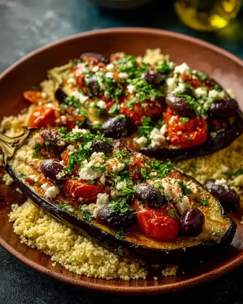 A delicious plate of Mediterranean Stuffed Eggplant with Couscous – Easy, Flavorful, and Perfect for a Healthy Dinner