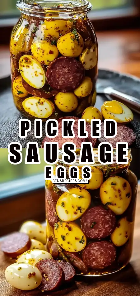 Pickled Summer Sausage with Mustard Eggs