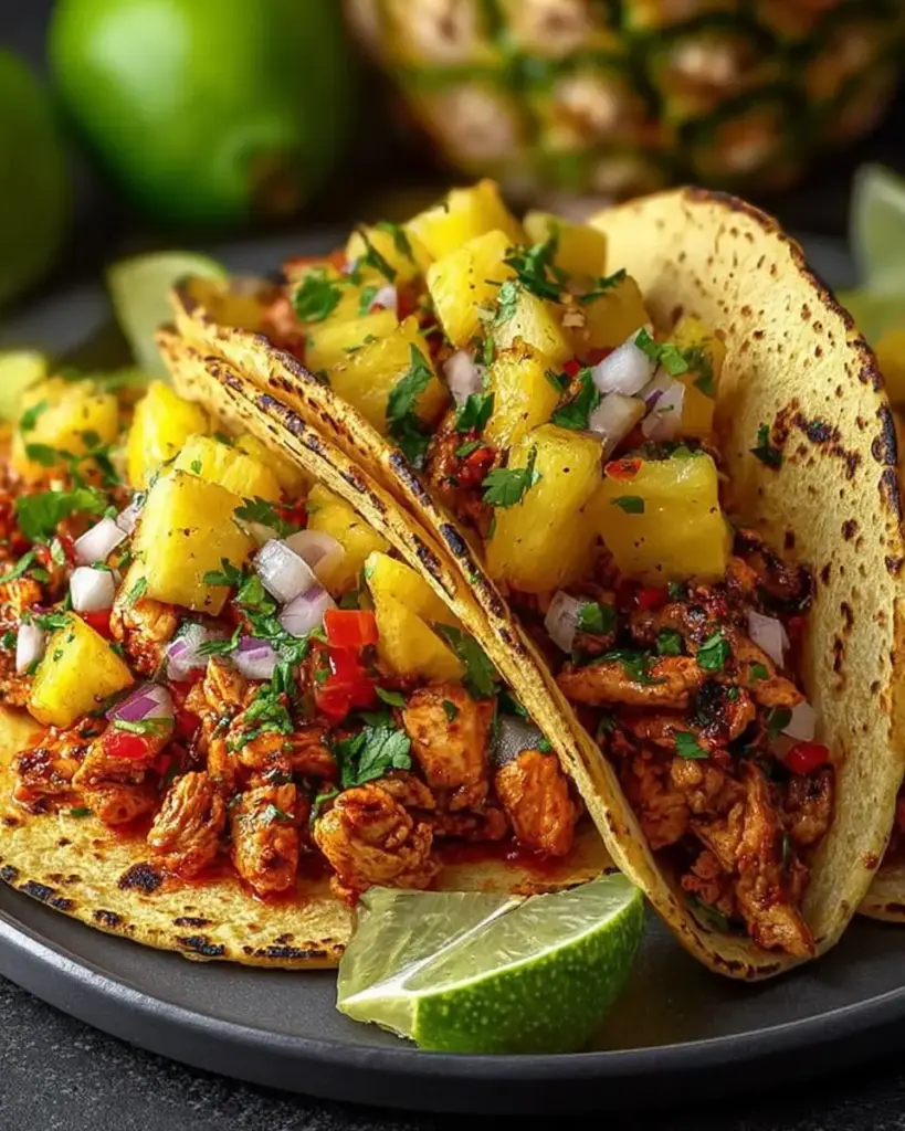 A delicious plate of Pineapple Chicken Tacos: A Delicious & Easy Recipe