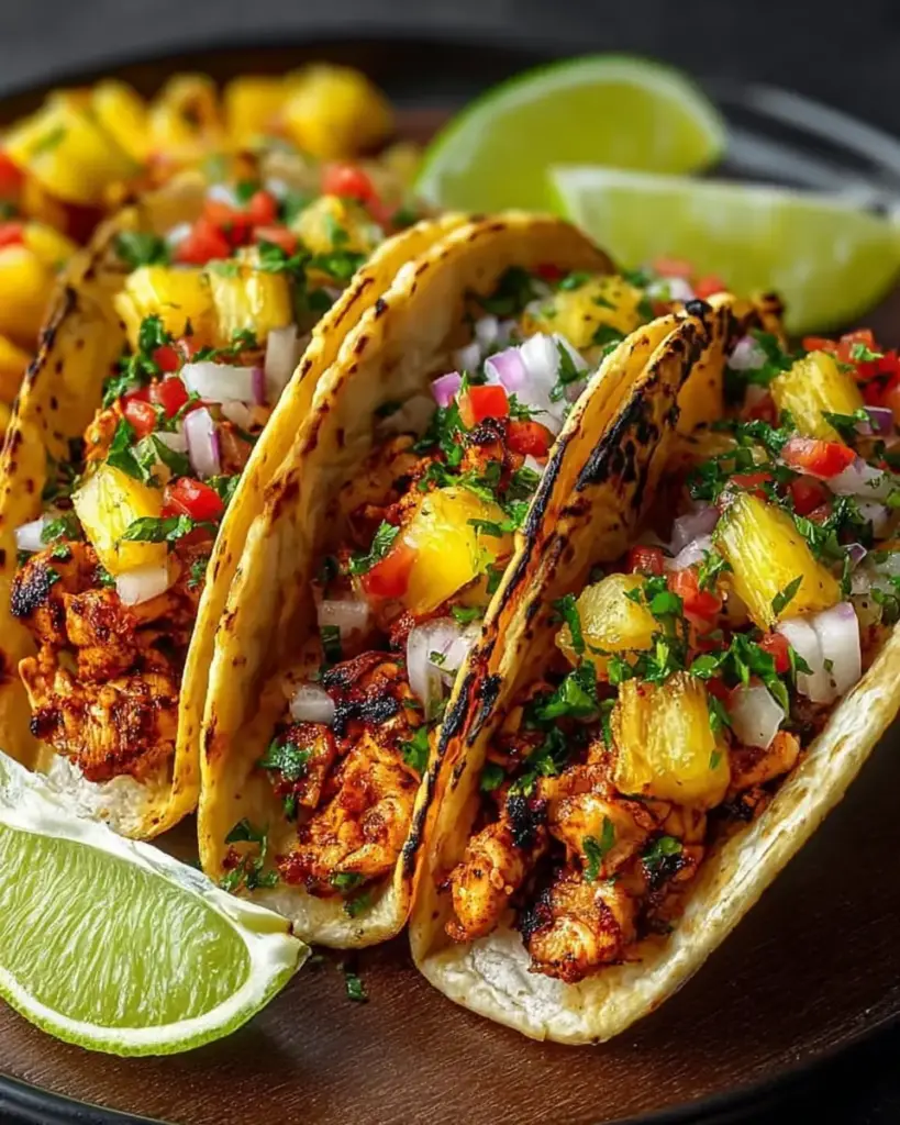 A delicious plate of Pineapple Chicken Tacos: A Delicious & Easy Recipe