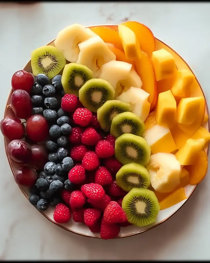 A delicious plate of Rainbow Fruit Platter: Your Easiest Party Star