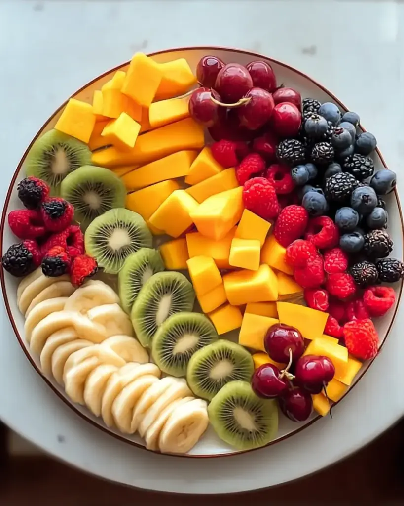 A delicious plate of Rainbow Fruit Platter: Your Easiest Party Star