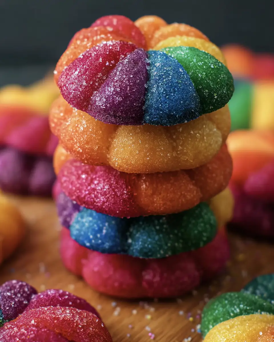 A delicious plate of Rainbow Jello Sugar Cookies