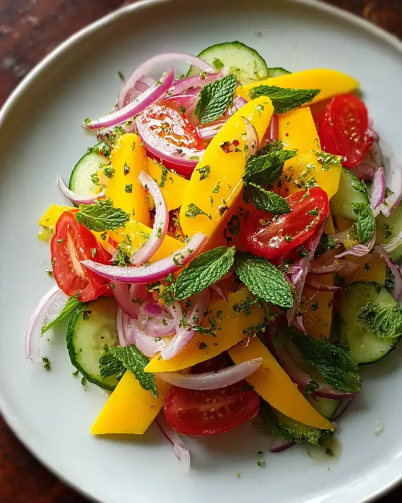 A delicious plate of Refreshing Mango Salad Recipe with Lime Dressing