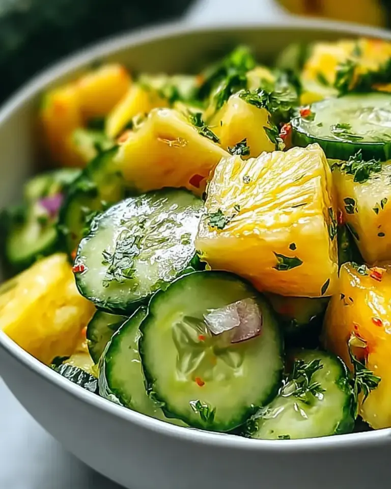 A delicious plate of Refreshing Pineapple Cucumber Salad for a Tropical Twist