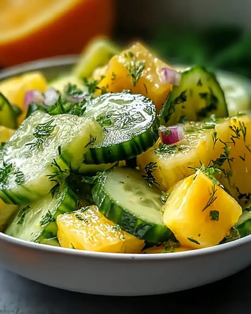 A delicious plate of Refreshing Pineapple Cucumber Salad for a Tropical Twist
