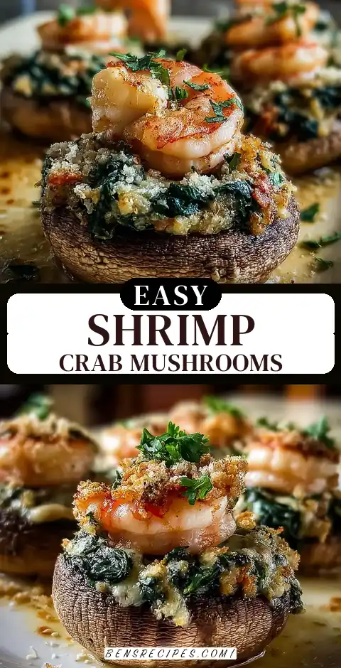 Shrimp & Crab Stuffed Mushrooms with Spinach and Parmesan