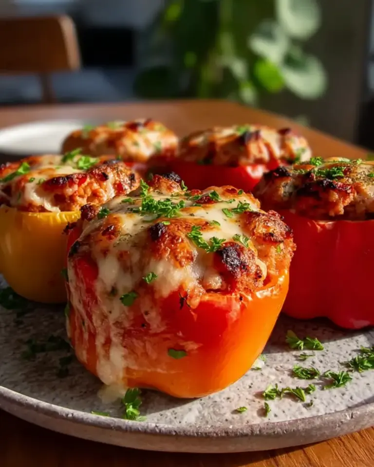 A delicious plate of Savory Stuffed Bell Peppers with Ground Turkey