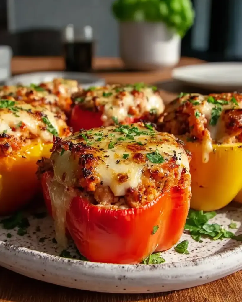 A delicious plate of Savory Stuffed Bell Peppers with Ground Turkey