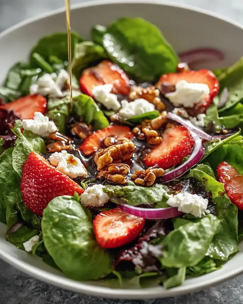 A delicious plate of Spring Mix Salad with Balsamic Honey Dressing