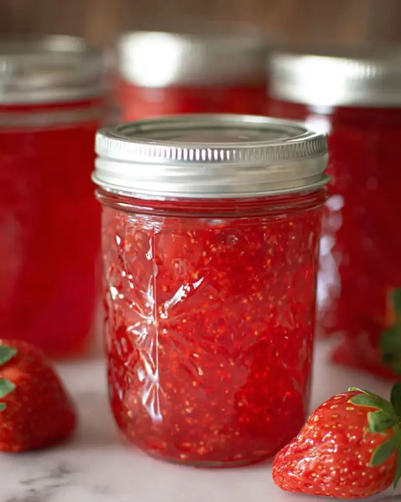 A delicious plate of Strawberry Freezer Jam Recipe
