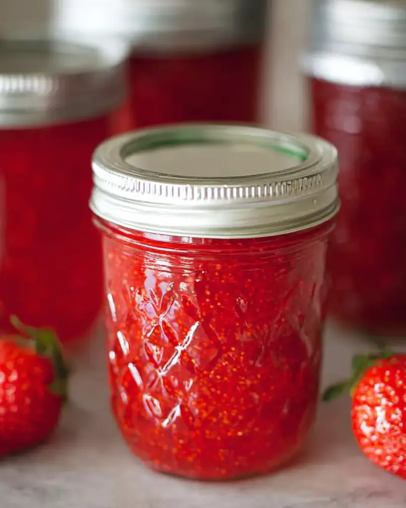 A delicious plate of Strawberry Freezer Jam Recipe