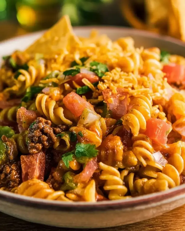A delicious plate of Taco Pasta Salad