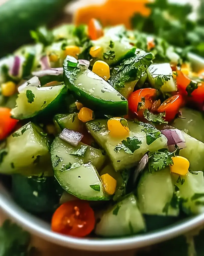 A delicious plate of Zesty Mexican Cucumber Salad That Refreshes Every Bite