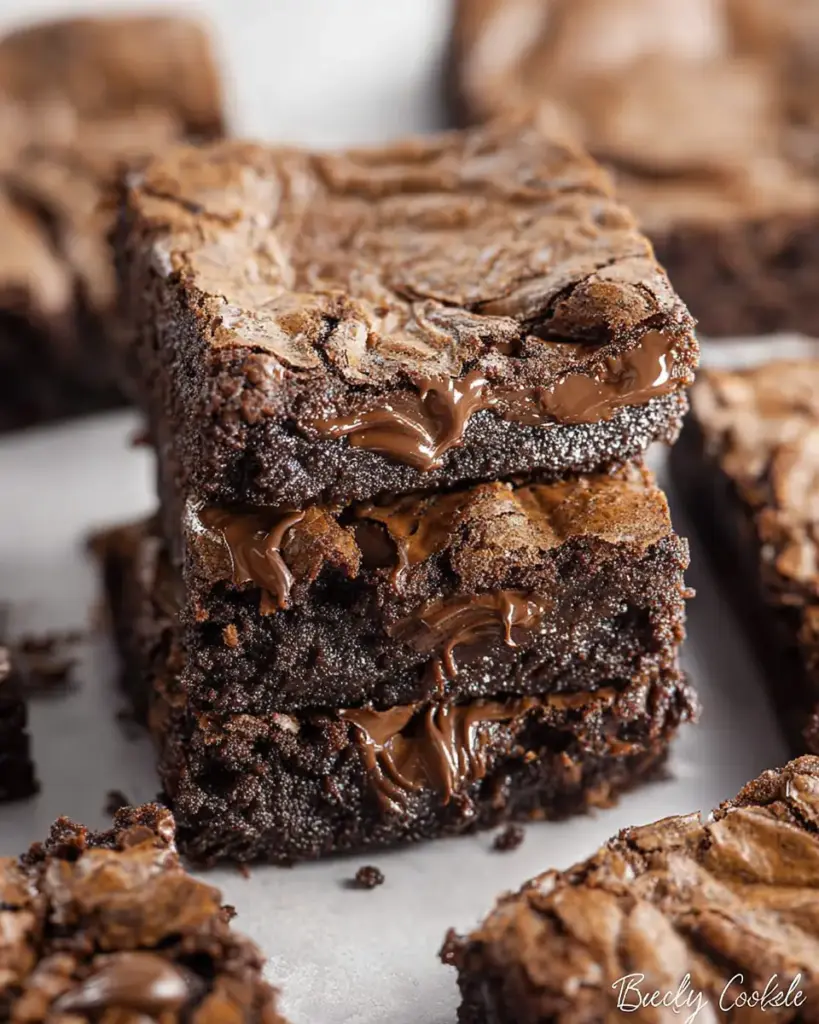 A delicious plate of 3-Ingredient Nutella Brownies Recipe (dairy-free option)