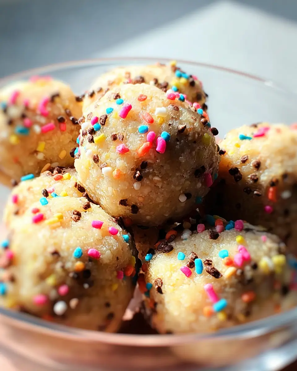 A delicious plate of Applesauce Birthday Cake Protein Balls