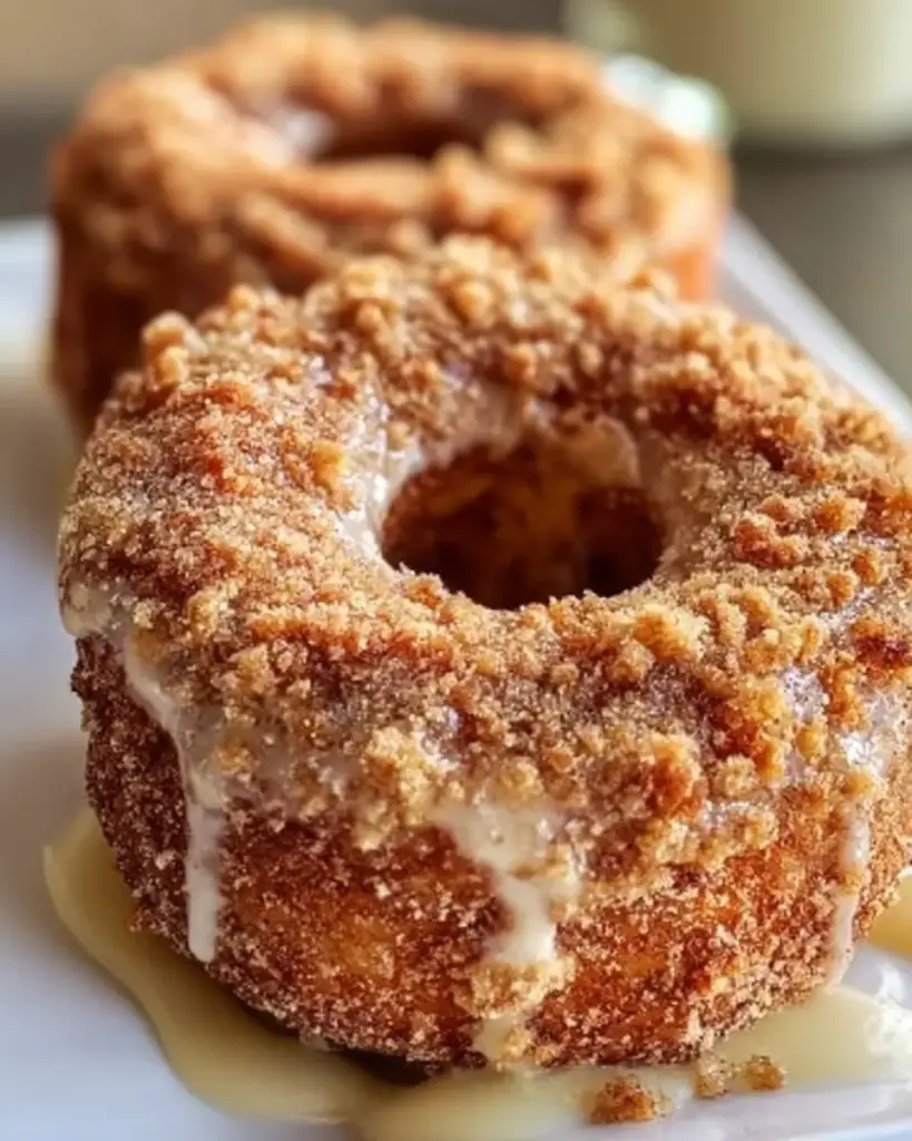 A delicious plate of Baked Apple Crumb Donuts