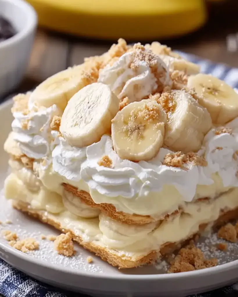 A delicious plate of Banana Delight Dessert