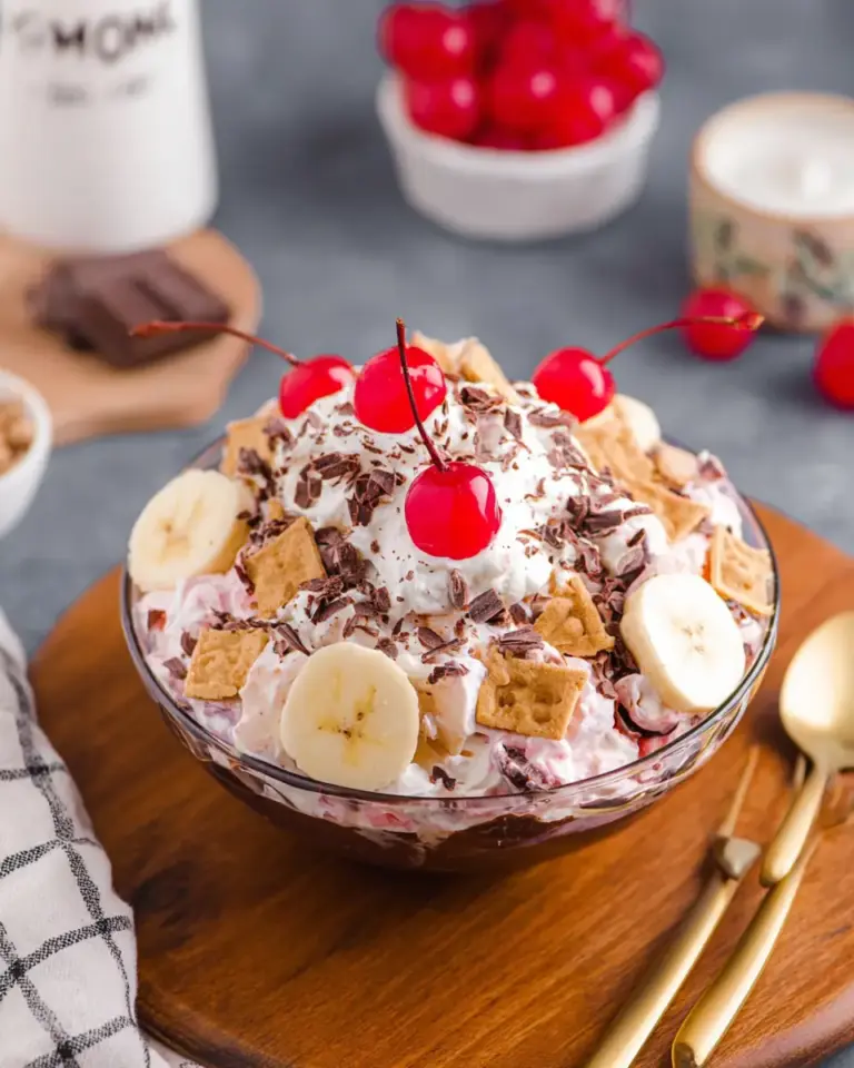 A delicious plate of Banana Split Fluff