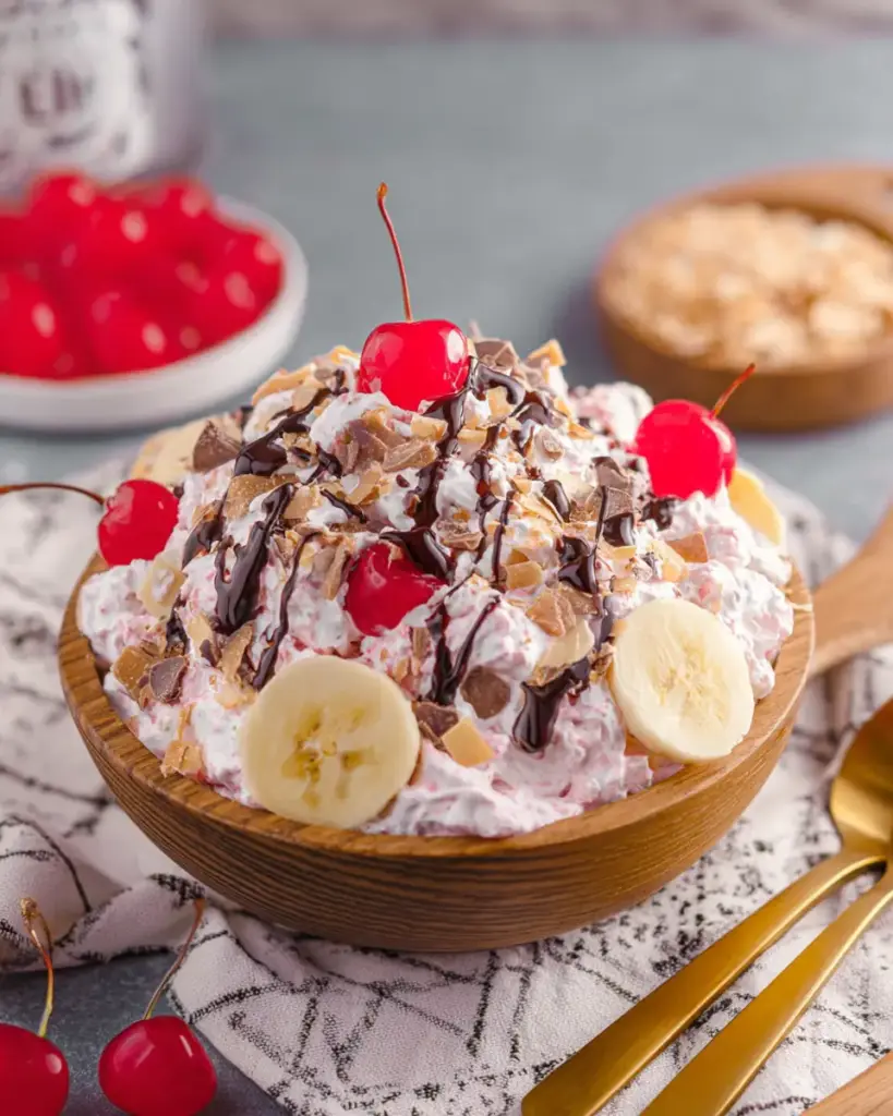 A delicious plate of Banana Split Fluff